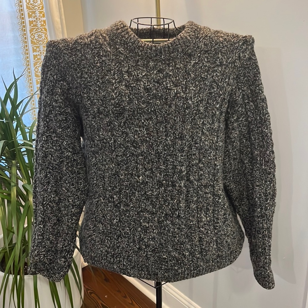 L.L. Bean. Women’s Gray Wool Cable Knit Ireland Fisherman Pullover Sweater.